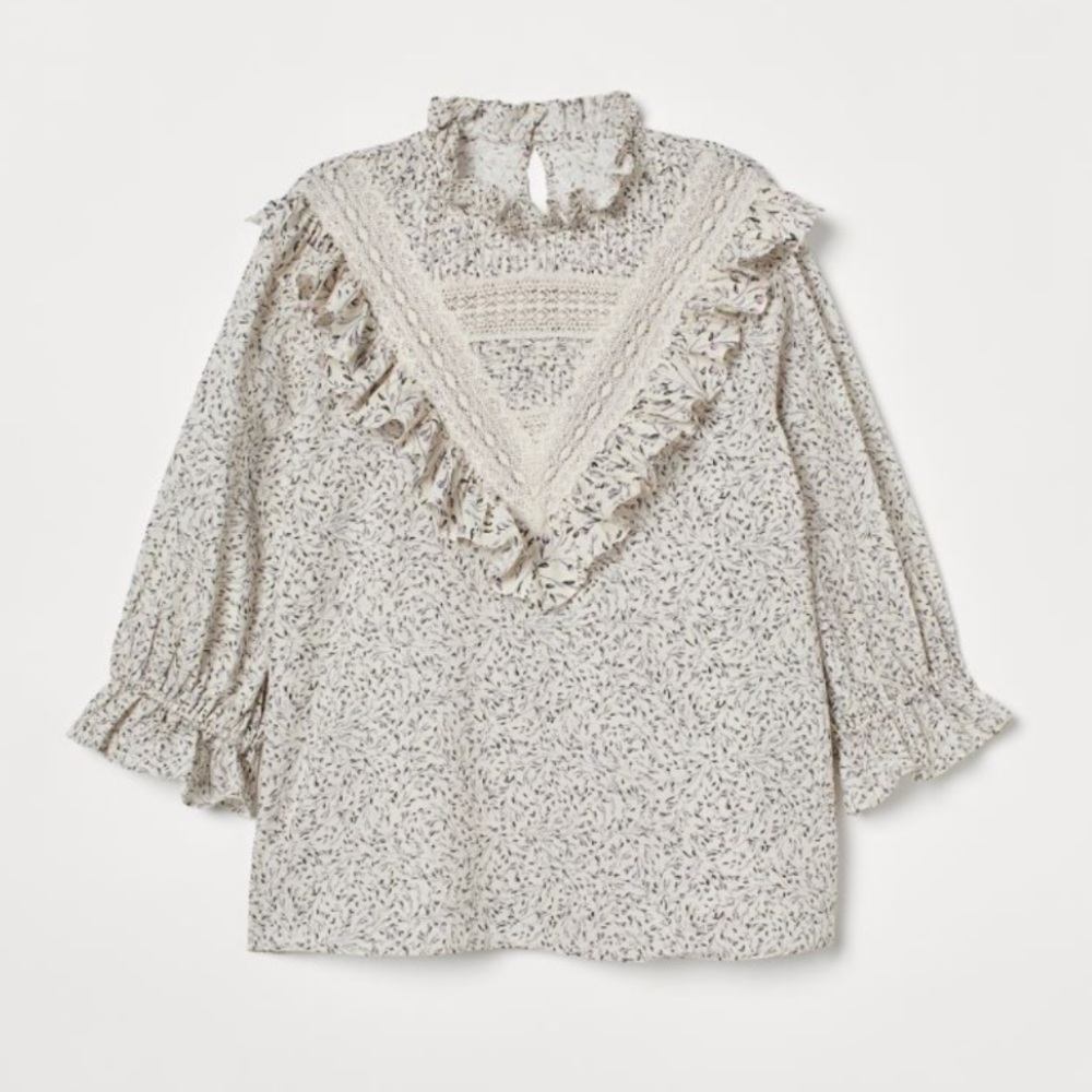 H&M Ruffled Cotton Blouse